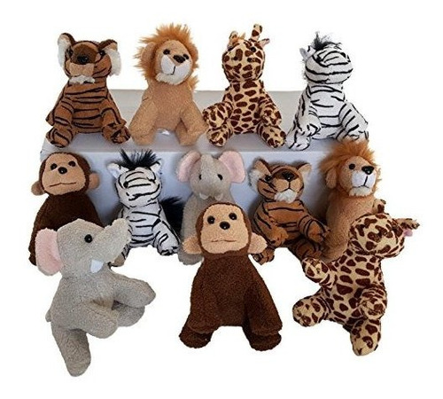 Juguete - Dondor Suede Zoo Animals, 12 Piece Party Pack (sue