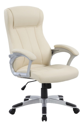 Silla De Oficina Gerencial Presidencial En Cuero Color Blanc