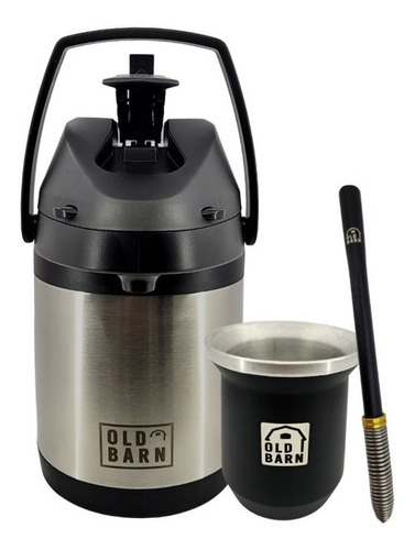 Kit Tereré Cuia Bomba Larga Garrafa Inox 2,5l Old Barn