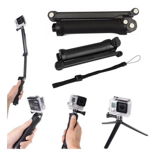 Bastão Go Pro Hero Dobrável 3 Way Alça Gopro Hero 3 4 5 6 2