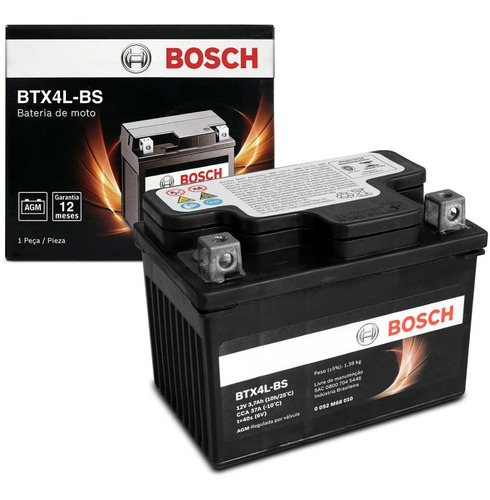 Imagem 1 de 3 de Bateria Moto Bosch Btx4l-bs 4ah 12v Cg Titan 150 Ks Biz 125