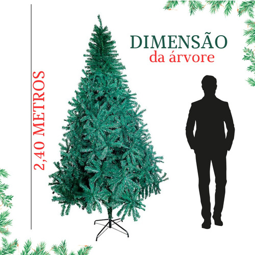 Árvore de natal tradicional Rocie 2,40m 1400 Galhos cor verde escuro