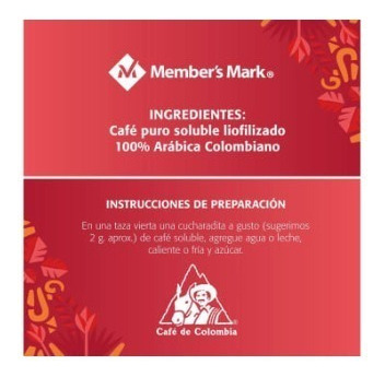 Imagen 3 de 3 de Cafe Puro Soluble Liofilizado Members Mark 300 Gr Colombiano