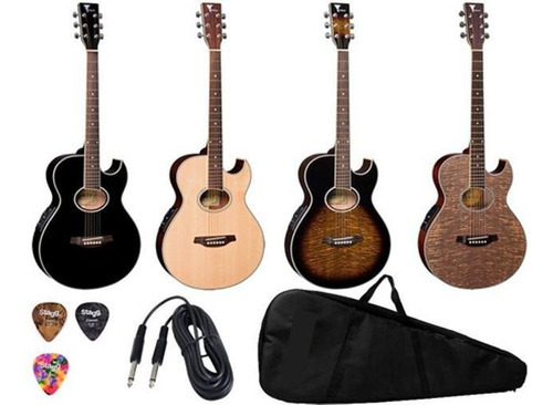 Kit Violão Eletroacústico Gl36 Eagle Capa Palhetas Cabo