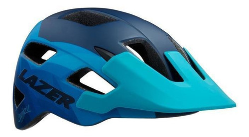 Casco Para Ciclista Lazer Chiru Color Negro y Azul Mate Talla M