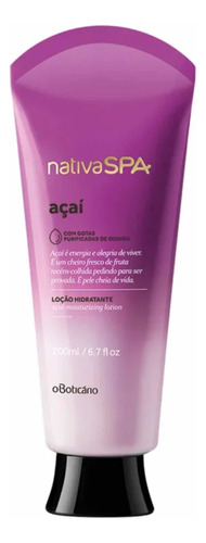 Loción corporal hidratante desodorante Nativa Spa Açaí 200 ml