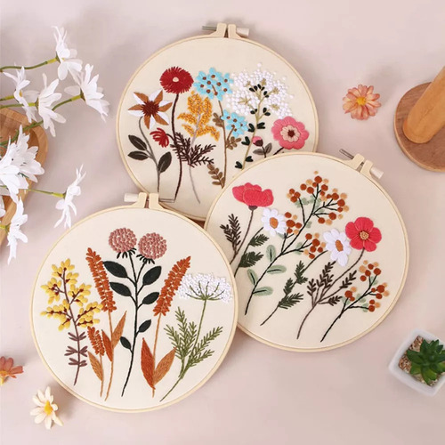 Kit De Bordado De Flores For Principiantes Con Patrón Y
