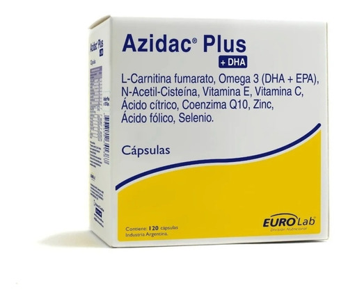 Suplemento en cápsula Eurolab  Azidac Plus + DHA vitaminas en caja 120 un