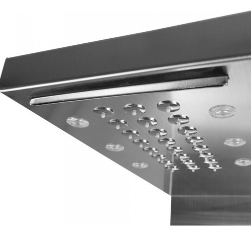 Ducha Vertical Com Hidro Cascata E Led Square Inox Escovada