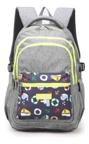 Mochila Fast School Gris / Marino