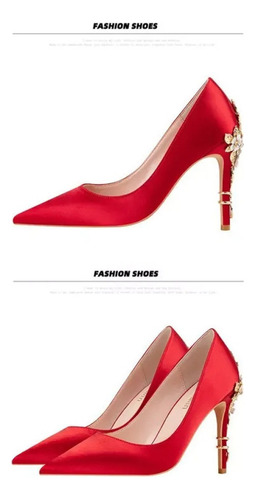 Zapatos De Boda De Tacón Alto Con Flores De Moda Para Mujer