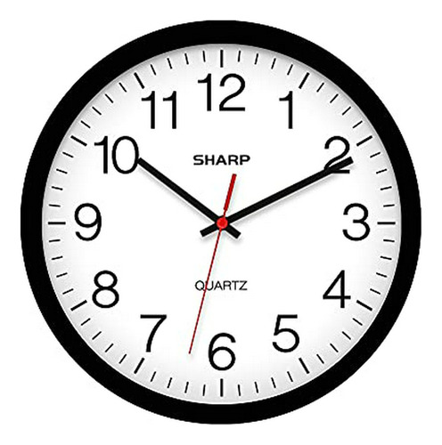 Reloj De Pared - Sharp Wall Clock Black, Silent Non Ticking 