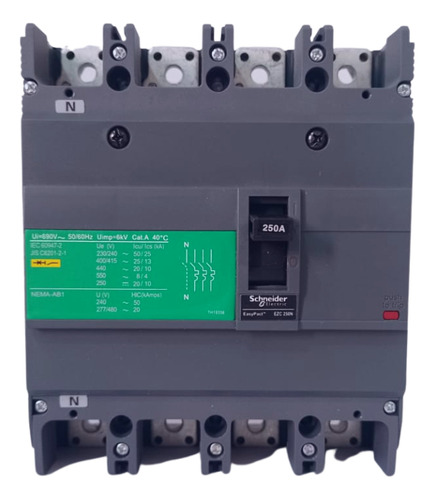 Interruptor Automático Caja Moldeada Omnipolar 4x250 A 25 Ka