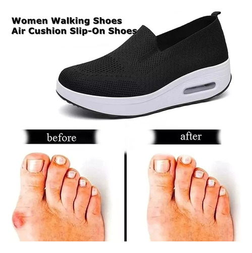 Zapatillas De Malla Con Plataforma Elástica, Zapatos Ortopéd