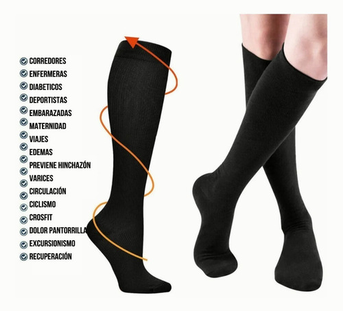 Imagen 5 de 9 de 3 Pares Calcetines De Compresión Para Mujer Hombre 20-30mmhg
