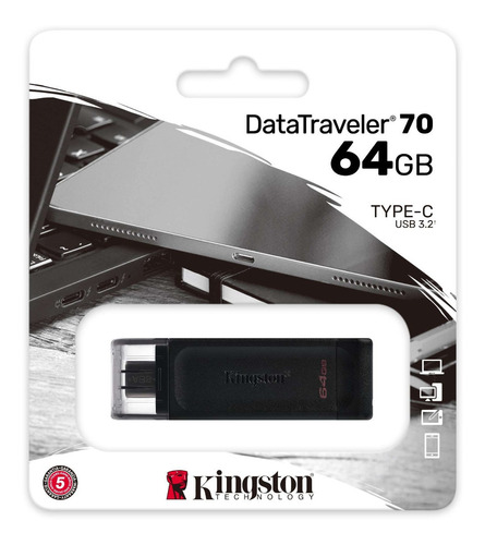 Pendrive Kingston 64gb Conector Tipo C 3.0 Dt70