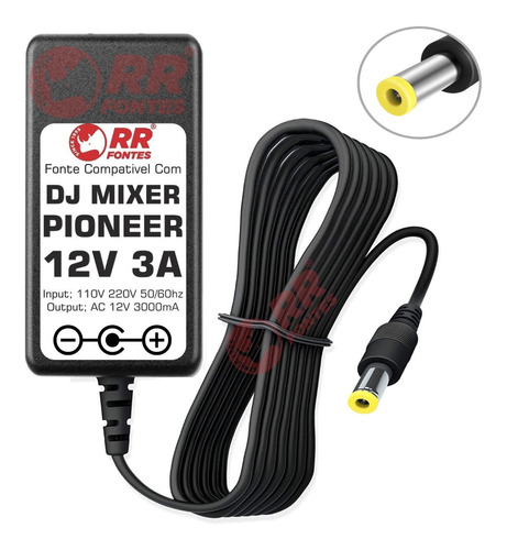 Fonte Dc 12v 3a Controladora Pra Dj Mixer Pioneer Djm-s3