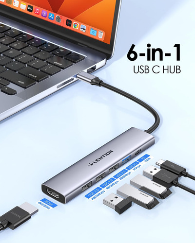 Lention Adaptador Multipuerto Usb C Hub Con Carga Pd De 100
