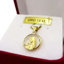 Comprar Medalla De Oro 18k Virgen Niña Con Cristal 1 Grs Dije Nena Color Dorado