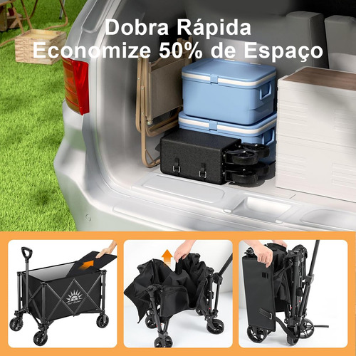 Carrinho Dobrável Multiuso Para Camping Pet Até 230l Preto