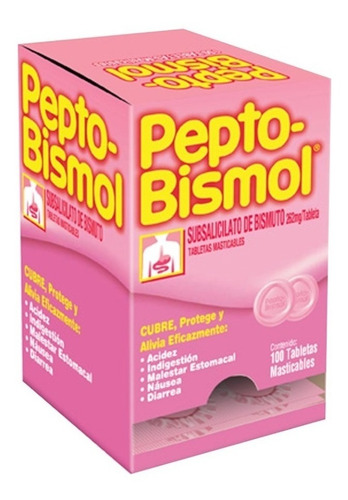 Imagen 1 de 2 de Tabletas Masticables Pepto Bismol Caja Con 100