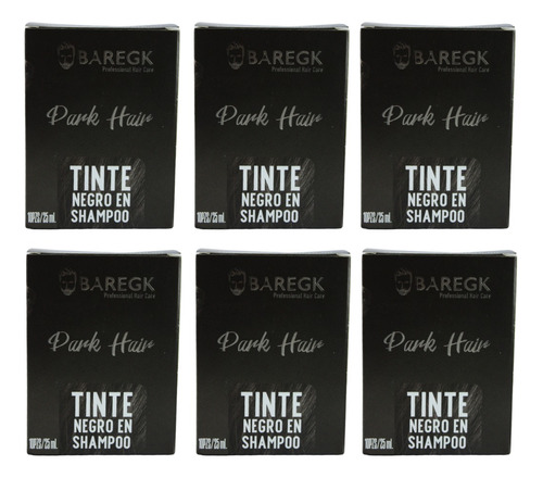 6 Cajas De 10 Tintes En Shampoo Color Negro  Baregk