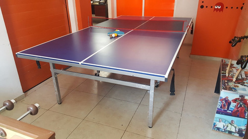 Mesa de ping pong Diversiones Bago Carro fabricada en MDF color azul