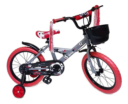 Bicicleta paseo infantil Dencar Urby 217126003U R16 color rojo/gris con ruedas de entrenamiento  