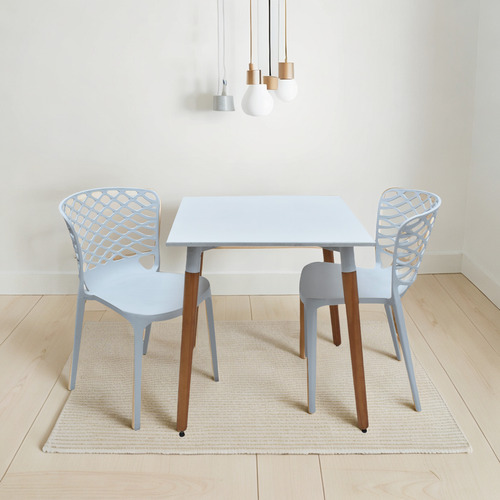 Combo Bar Eames Mesa 70 + 2 Sillas Calegari Blanco Liso