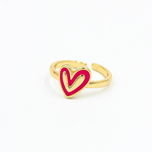 Anillo Corazón Holanda Esmaltado Ajustable Chapa