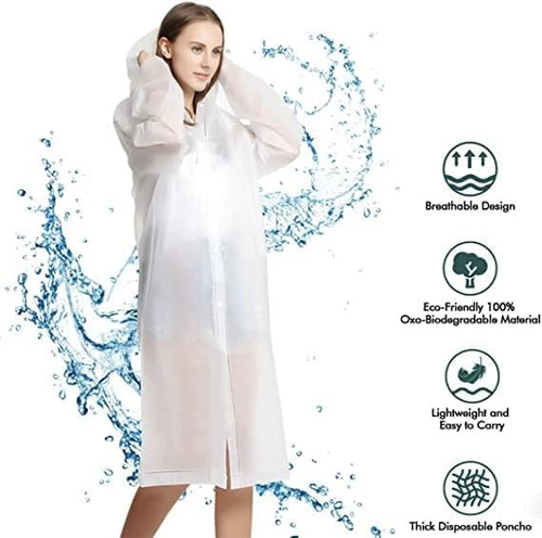 2 Piezas Chubasqueros Impermeable Chubasquero Transparentede Color Talla