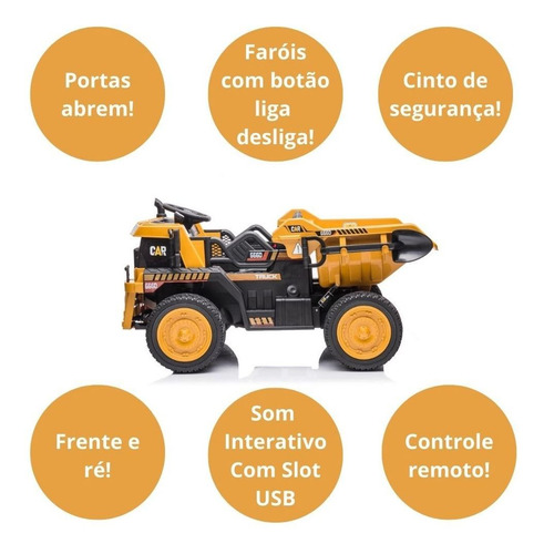 Mini Carro Elétrico Infantil Escavadeira Controle Remoto 12v