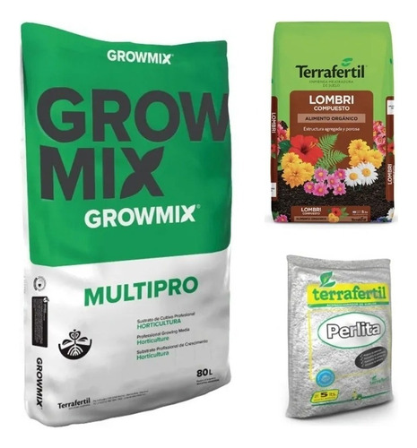 Combo Sustrato Growmix Multipro 80l Pack Humus Y Perlita 5l