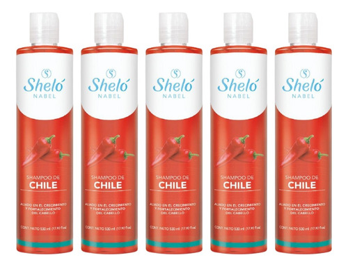 5 Pack Shampoo De Chile 530ml Shelo
