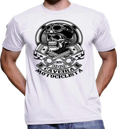 Camiseta Camisa Moto Caveira Motociclista Feminina E Masculi