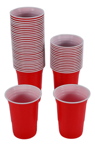 Juego De 50 Vasos De Plástico Desechables De Color Rojo, 50