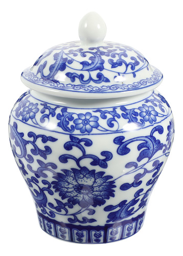 Candy Jar, Tarro De Almacenamiento De Porcelana Azul Y Blanc