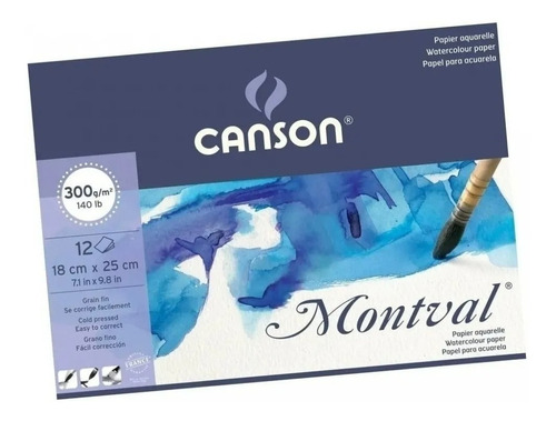 Block Canson Montval Acuarelable 25x18 270grs X 12 Hojas