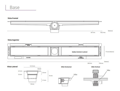 Imagem 3 de 5 de Ralo Linear Smart Tampa Oculta 70cm - 263