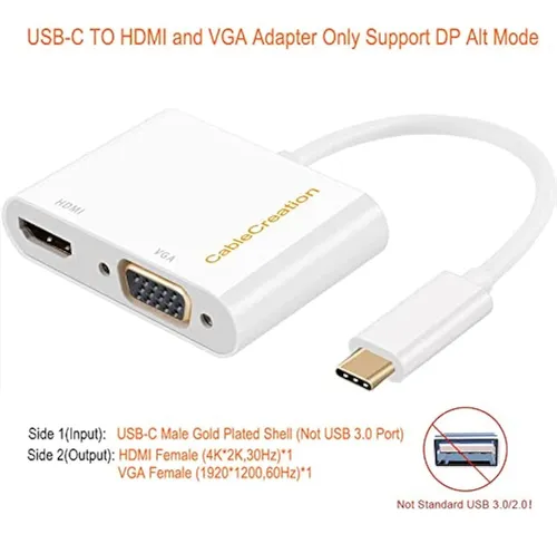 Cablecreation - Adaptador Usb C A Hdmi + Vga;