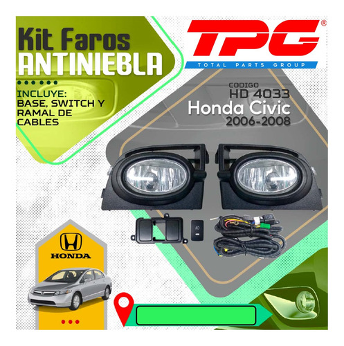 Kit Faros Auxiliares Honda Civic Emotion 2006-08 Tpg