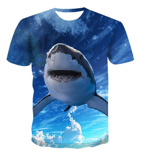 Playera De Tiburón Marino Impresa En 3d De Moda Infantil