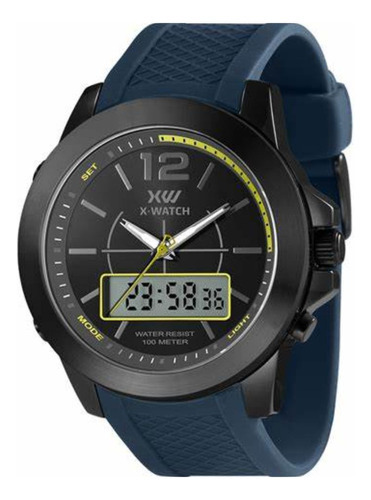Relógio X-watch Original Anadigi Grande Resistente Água 100m Cor do fundo Preto