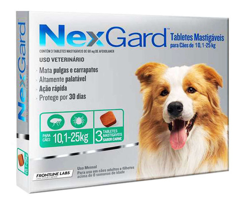 Antipulgas E Carrapatos Nexgard Mastigável Cães 10,1 A 25kg