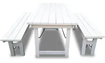 Comprar Mesa Pleg. Pino 2.00 Mts Quincho Interior + 2  Bancos  Laca 