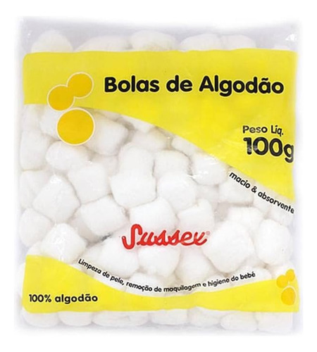 Kit C/ 3 Pacotes Algodão Hidrófilo Em Bolas 100g. - Sussex