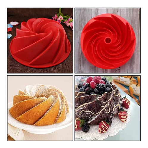 Molde Silicona Espiral Rehilete Roscas Gelatinas Repostería Color Sorpresa