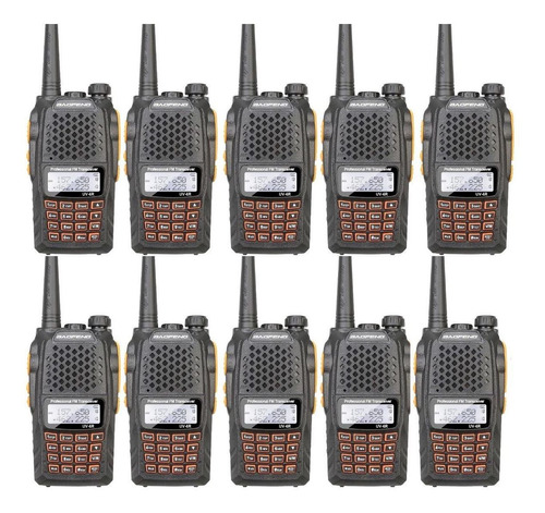 Kit 10 Radio Ht Walk Talk Dual Band Uhf Vhf Fm Baofeng Uv6r