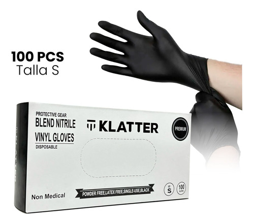 Guantes De Nitrilo Vinil Libre De Latex Sin Polvo Negro