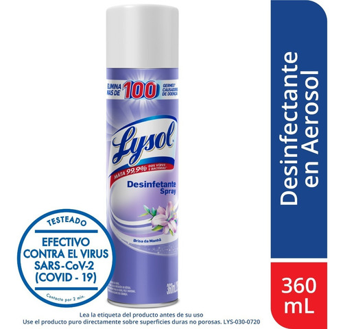 Imagen 1 de 5 de Lysol Desinfectante En Aerosol Early Moning Breeze 360ml